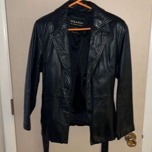 Women’s leather jacket with belt